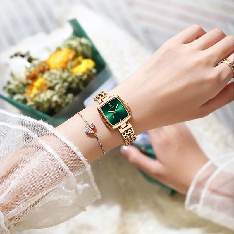Relógio feminino de quartzo elite com pulseira em aço